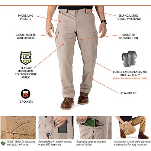 5.11 Tactical Men's Stryke Military Pants, Adjustable Waistband, Stretchable Flex-Tac Fabric, Khaki, 44Wx36L, Style 74369 - Image 5