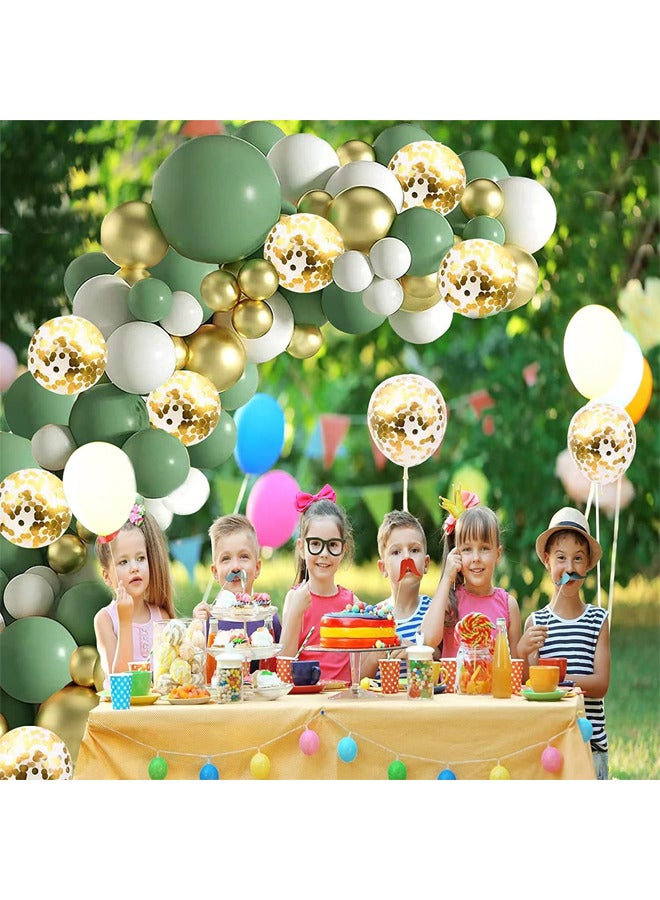 زيمي مجموعة 128 قطعة من بالونات اللاتكس المزخرفة باللون الأخضر الزيتوني - مثالية للتخرج وحفلات استقبال المولود الجديد وحفلات الزفاف وأعياد الميلاد وحفلات العزوبية - مناسبة للداخلية والخارجية - Image 4