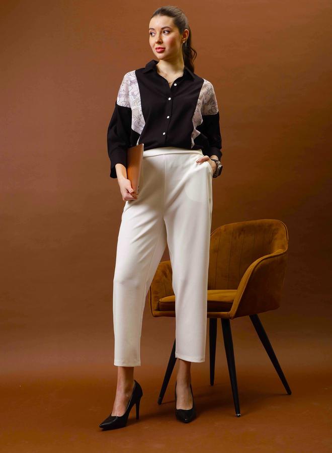 Athena Black Abstract Printed Cotton Shirt - Image 4