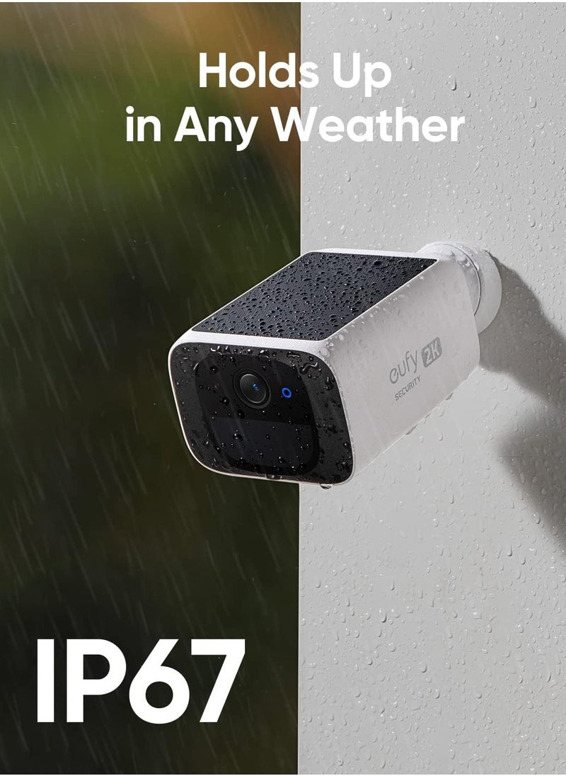 eufy - eufy Security S220 SoloCam Solar Security Camera Outdoor Wireless, Continuous Power, 2K Resolution Home Security Camera, 2.4 GHz Wi-Fi, No Monthly Fee, HomeBase 3 Compatible - Image 1