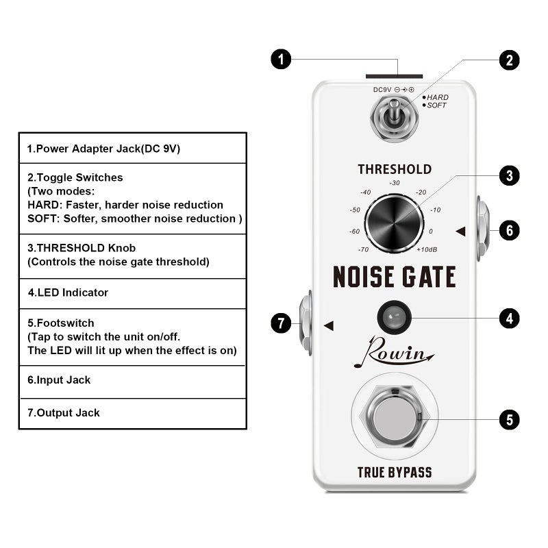 Rowin Guitar Noise Killer Noise Gate Suppressor Effect Pedal LEF-319 - Image 2