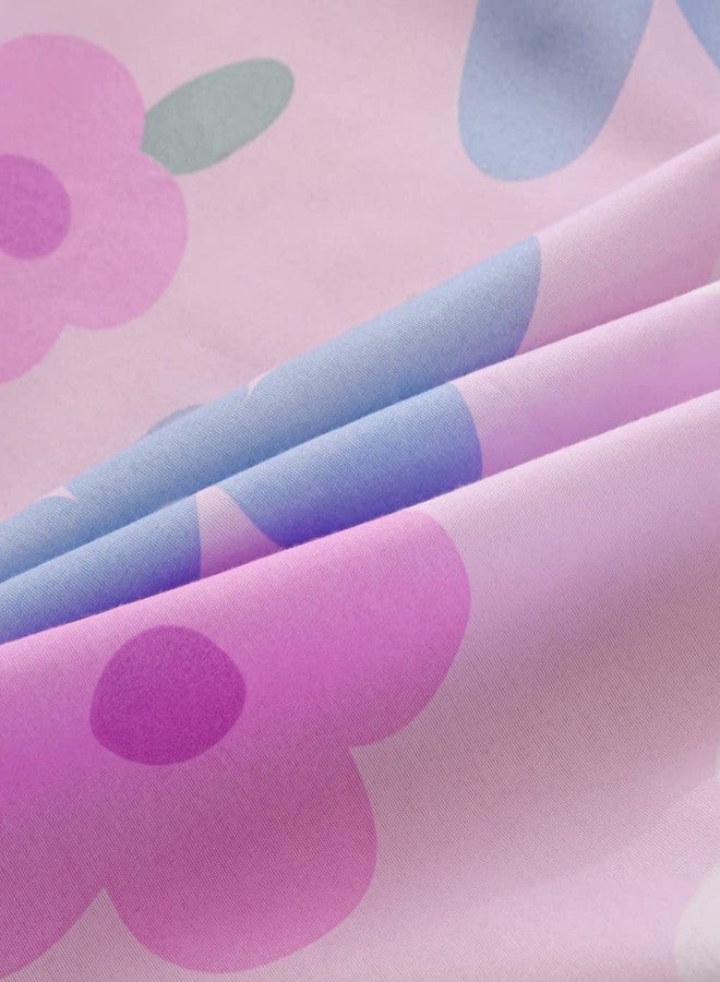 KWLOVER 2PC Soft Bed Fitted Sheet and Pillowcases Set,Purple Flowers Printed Sheets for Kids Girls Single Twin Size Bed - Image 4