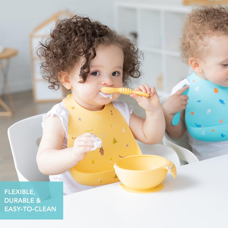 Bumkins Bibs, Silicone Pocket for Babies, Baby Bib for Girl or Boy, for 6-24 Months Up to Toddler, Essential Must Have for Eating, Feeding, Baby Led Weaning Supplies, Mess Saving, Camp Gear Yellow - Image 4