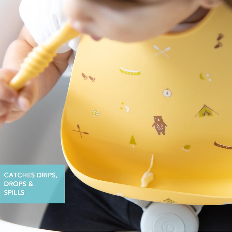 Bumkins Bibs, Silicone Pocket for Babies, Baby Bib for Girl or Boy, for 6-24 Months Up to Toddler, Essential Must Have for Eating, Feeding, Baby Led Weaning Supplies, Mess Saving, Camp Gear Yellow - Image 3