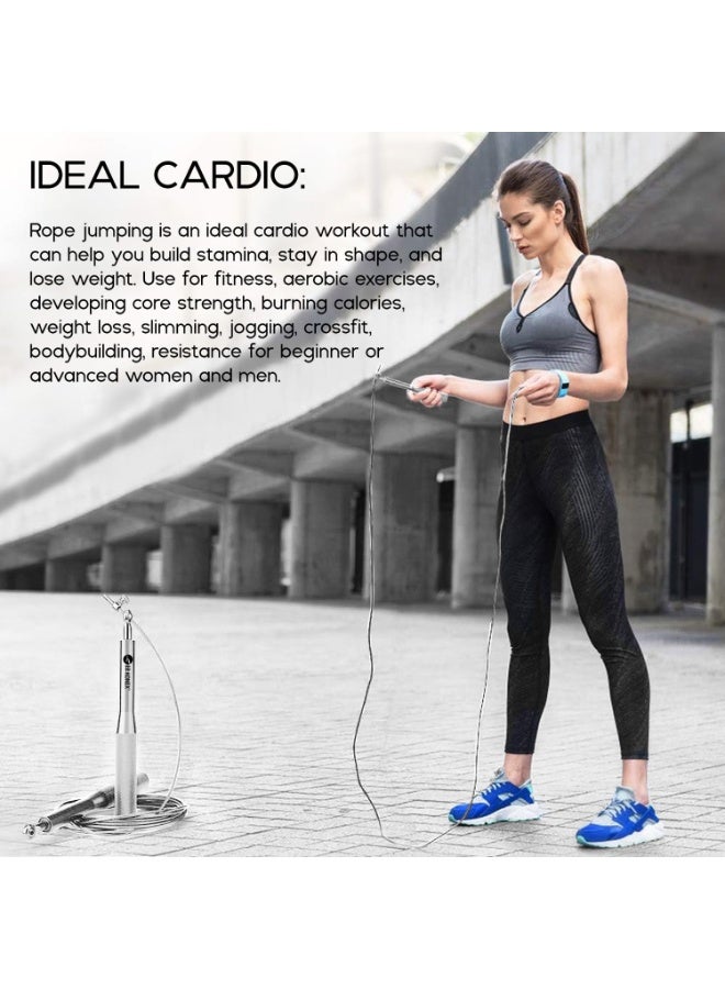 KONEX Adjustable Aluminium Skipping Rope for Men & Women | Jumping Rope for Fitness, Home & Gym Workouts (Silver) - Image 5