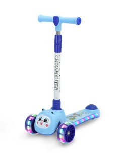 LB Foldable Kids 3-Wheel Kick Scooter with LED Lights – Adjustable Handlebar Cute Animal Design Lean-to-Steer and Flashing Wheels Music  - Image 1