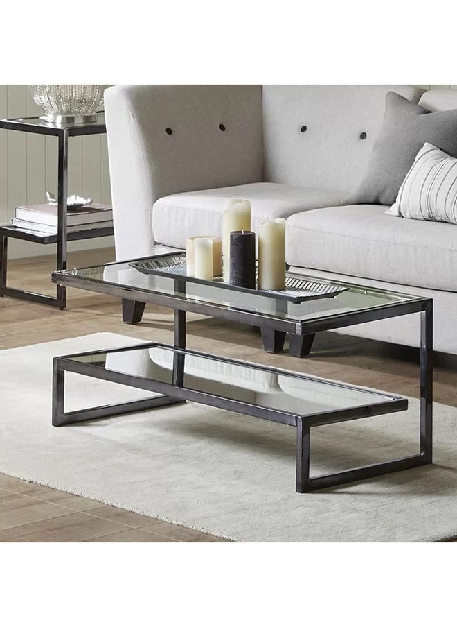 Homzmart Swedish Wood and Linen L-Shape Sofa and Metal and Glass Coffee Table - Multi Color  - Image 5