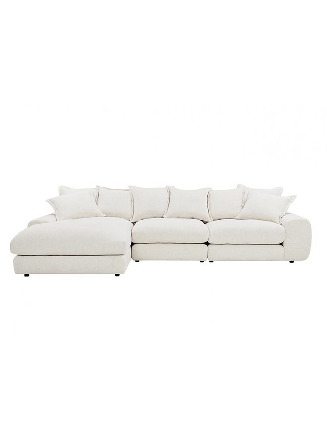 Homzmart Swedish Wood and Linen L-Shape Sofa and Metal and Glass Coffee Table - Multi Color  - Image 4