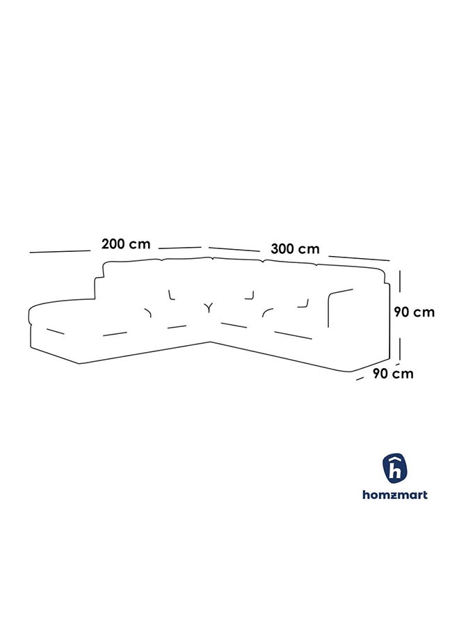 Homzmart Swedish Wood and Linen L-Shape Sofa and Metal and Glass Coffee Table - Multi Color  - Image 2