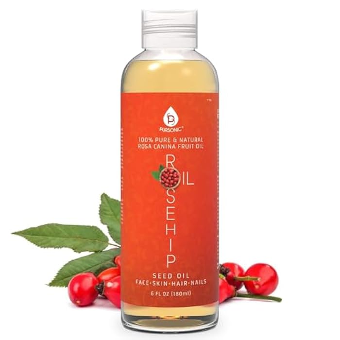 Pursonic 100% Pure Cold-Pressed Rosehip Oil – 6 FL oz Moisturizing Facial Oil for Face, Hair, Skin & Nails,Anti-Aging, Hydrating, Brightening, Scar & Stretch Mark Care - Pack of 1 - Image 1