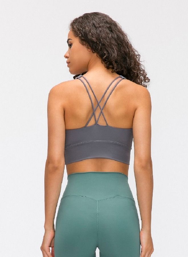 Loquat Spaghetti Strap Backless Fitness Cross Small Sling Yoga Sports Bra  - Image 2