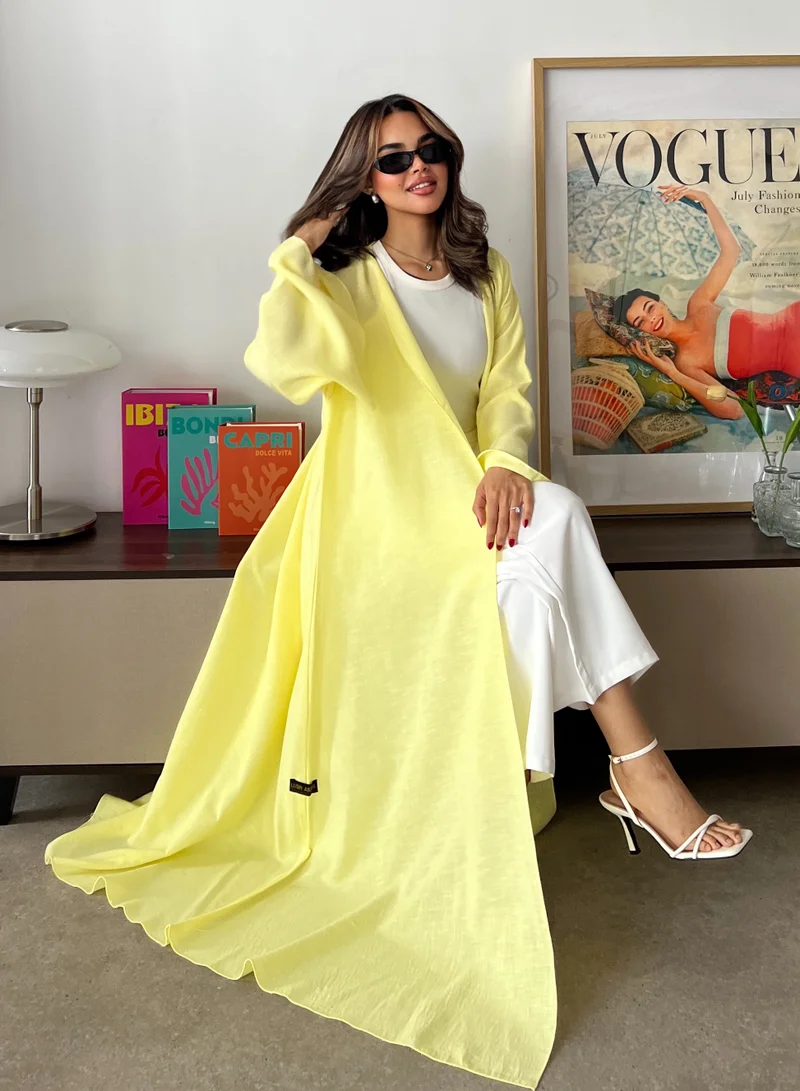 Lusin Abaya Fresh Lemon Yellow Summer Abaya
