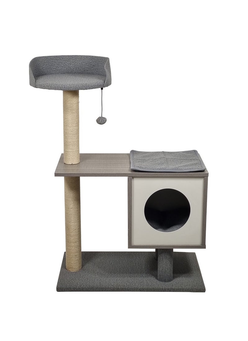 MAJIBAO - Cat tree scratching post cat self grooming brush with cat toys, Plush ball, Cat tree for indoor cats. Grey (98cm) - Image 1