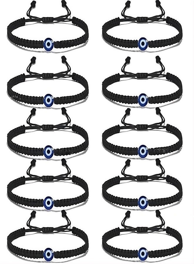 SUSVIJ Premium Evil Eye Bracelet for Women & Men | Black Adjustable Thread Nazar Bracelet | Pack of 10 | Protection Lucky Charm | Friendship & Return Gift Bracelet - Image 1