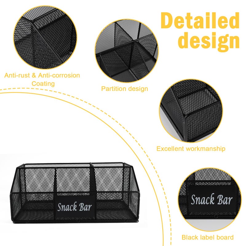 Xbopetda Snack Organizer for Countertop, 5 Compartments Metal Snack Basket Container, Chips Organizer, Snack Bar Station Decor, Kitchen Pantry Organization and Storage - Image 2