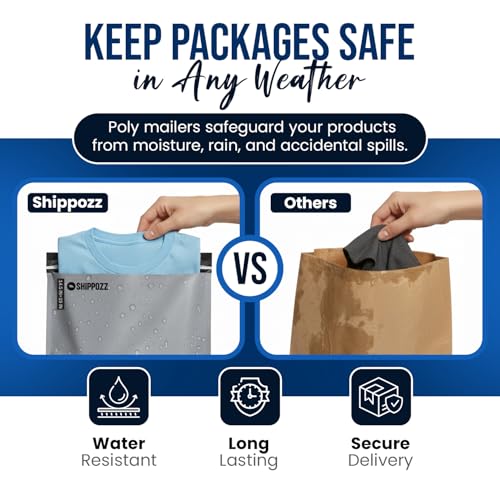Shippozz 14.5x19 Poly Mailers 100 Pack, Durable Waterproof Polymailers for Shipping Clothes, Self Seal Mailing Bags for Small Business Packaging Supplies, Mailing Envelopes for Books, and Accessories - Image 2