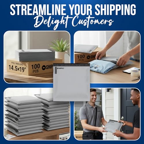 Shippozz 14.5x19 Poly Mailers 100 Pack, Durable Waterproof Polymailers for Shipping Clothes, Self Seal Mailing Bags for Small Business Packaging Supplies, Mailing Envelopes for Books, and Accessories - Image 5