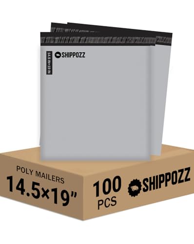 Shippozz 14.5x19 Poly Mailers 100 Pack, Durable Waterproof Polymailers for Shipping Clothes, Self Seal Mailing Bags for Small Business Packaging Supplies, Mailing Envelopes for Books, and Accessories - Image 1
