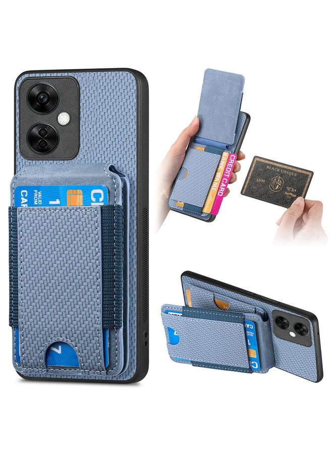 S-TOP Case For OnePlus Nord CE3 Lite Carbon Fiber Vertical Flip Wallet Stand Phone Case - Image 1