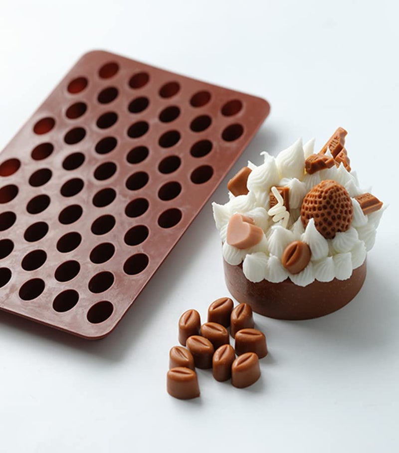 QTMY 4 Pack 55 Mini Coffee Beans Mold Silicone for Chocolate Candy Ice Cube Jelly Pill Making Dog Treat Bakeware Baking Cake Decoration Food-Grade Silicone - Image 4