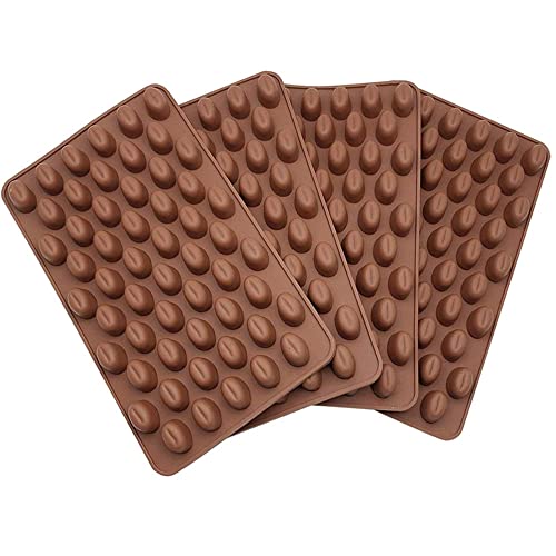 QTMY 4 Pack 55 Mini Coffee Beans Mold Silicone for Chocolate Candy Ice Cube Jelly Pill Making Dog Treat Bakeware Baking Cake Decoration Food-Grade Silicone - Image 3