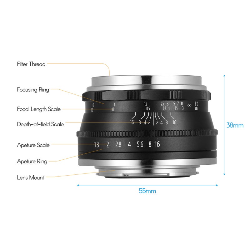 عدسة تركيز يدوري 35 مم F1.6 بمفتاح كبير متوافقة مع كاميرات بدون مرآة من نوع فوجي فيلم مع وسيط FX: X-A1/X-A10/X-A2/X-A3/X-AT/X-M1/X-M2/X-T1/X-T10/X-T2/X-T20/X-Pro1/X-Pro2/X-E1/X-E2/X-E2s - Image 3