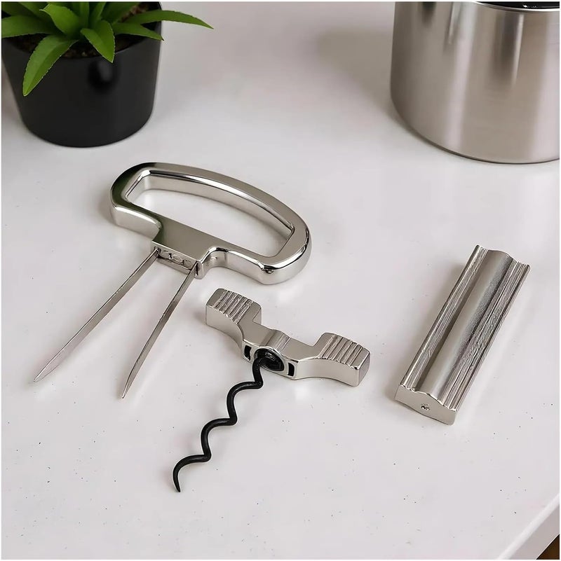 New double fork wine bottle opener Silver (for aged wine cork) - Image 1