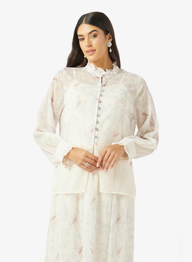 خزانة طقم بلوزة وتنورة مطبوعة - Image 3