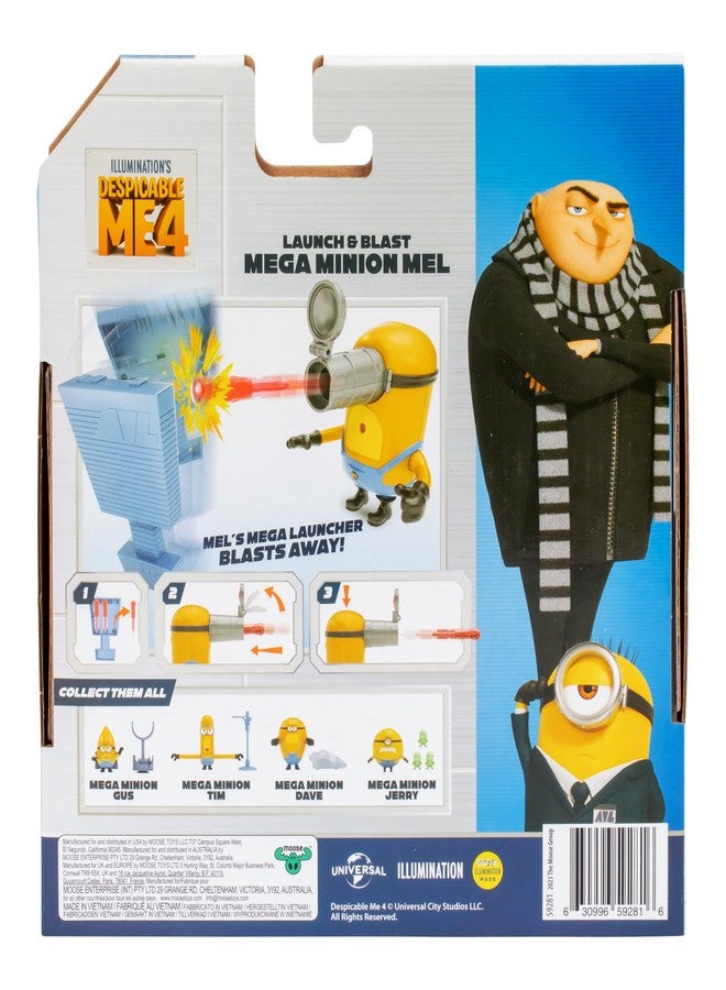 Minions Despicable ME 4 Launch & Blast Mega Mel Action Figure | Push Down On Mel's Head to Fire His Blaster | Collect All 5 | All with A Different Play Feature and Accessories - Image 4
