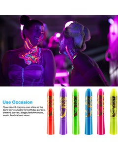 KASTWAVE Face Paint Crayons Glow, Glow in The Dark UV Face Paint Crayons, The Dark Body Painting Kit Under Black Light Makeup Non-Toxic for Party Supplies (6 Color)  - Image 5