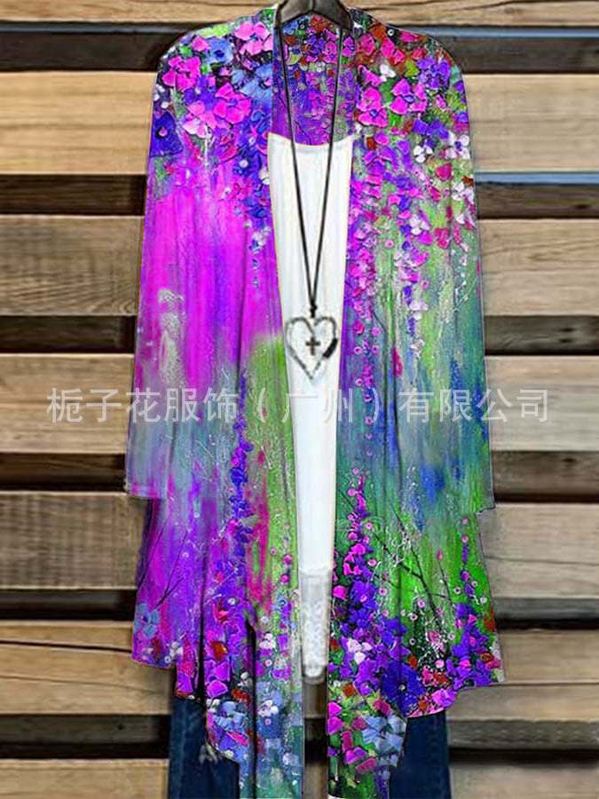 Cross-Border Supply Women's Large Size T-Shirt Shirt Printed Holiday Long-Sleeved Open Frontline Regular Village Summer T-Shirt Shirt - Image 2