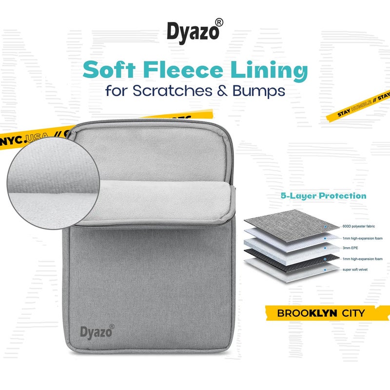 Dyazo Tablet Sleeve Bag/Case/Cover 8-11.6 Inch Compatible for Samsung/Ipad/Oppo/Realme/Xiaomi/Redmi Pad, Oneplus Pad Tablets, with Fleece Inside & One Front Pocket Grey - Image 2
