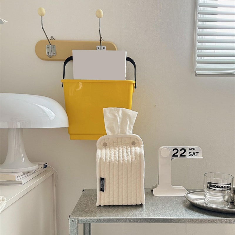 Blue Striped Fabric Standing Tissue Holder With Removable Designs For Home Office Storage - Image 5