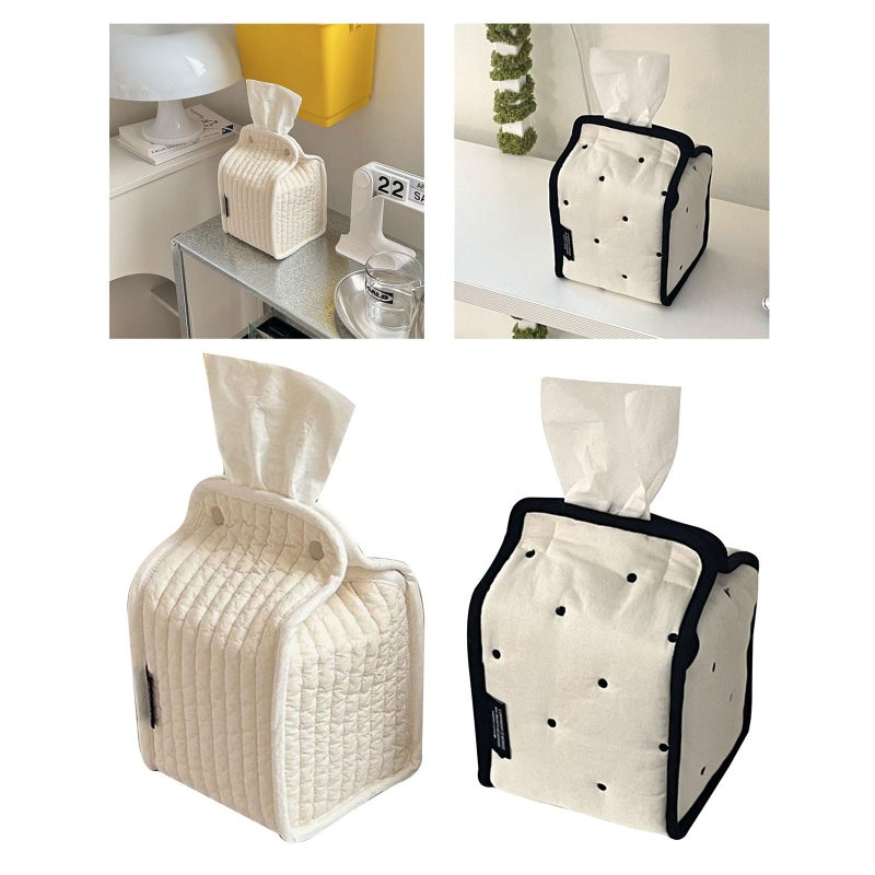 Blue Striped Fabric Standing Tissue Holder With Removable Designs For Home Office Storage - Image 3