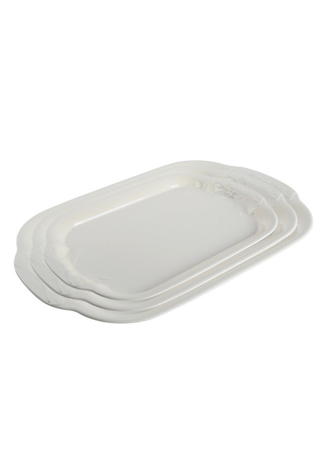 Trust 3-Piece Melamine Serving Tray Set Small Size 35CM, Medium Size 40CM & Large Size 45CM Beige  - Image 1