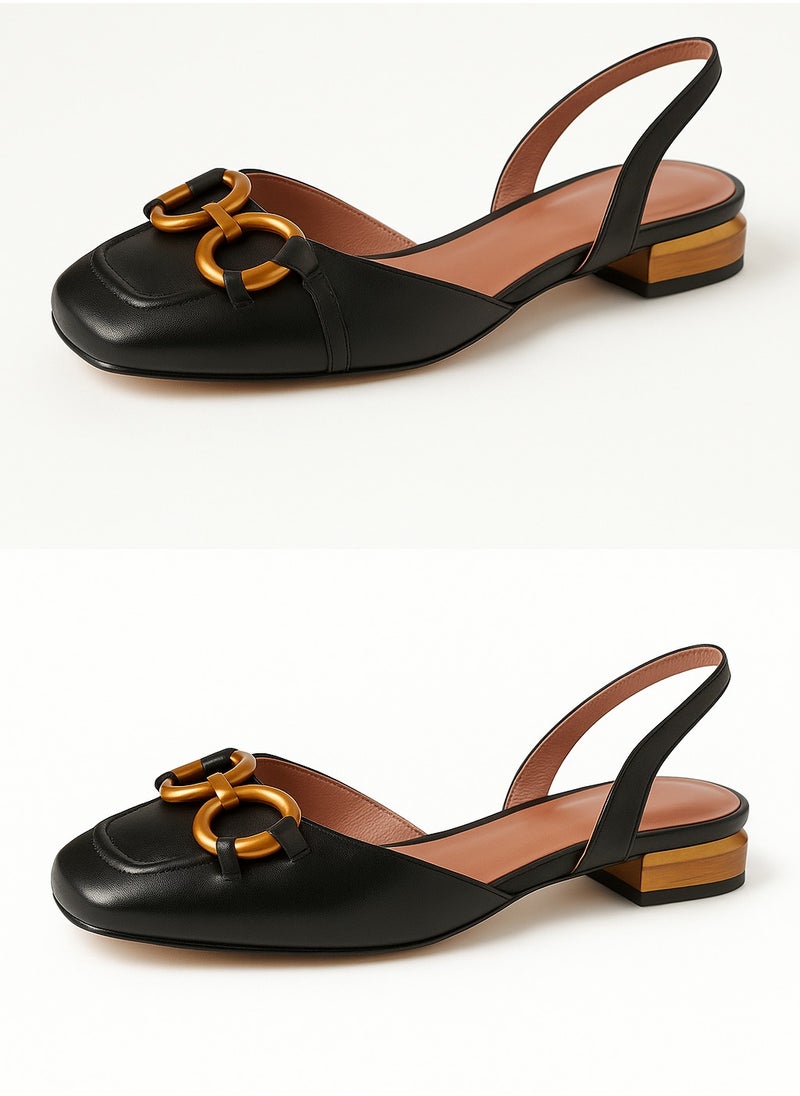 RIOXS Women's Sandals,Square Toe Closed Mary Jane Shoes,Vintage Buckle Flat Backless Sandals,Slingback Flats For Women Ladies,Fashion Casual Ankle Buckle Dress Sandals,Slip-on Work Shoes  - Image 5