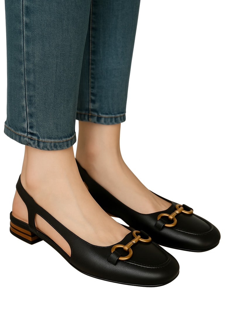 ريوكس صنادل نسائية مغلقة بمقدمة مربعة، أحذية ماري جين كلاسيكية برباط خلفي، صنادل خفيفة بدون ظهر مع مشبك معدني، صنادل أنيقة بكعب منخفض وحزام كاحل للسيدات، أحذية عمل أنيقة بكعب منخفض للمواعدة، التنقل، السفر، الحفلات والمزيد، أسود - Image 3