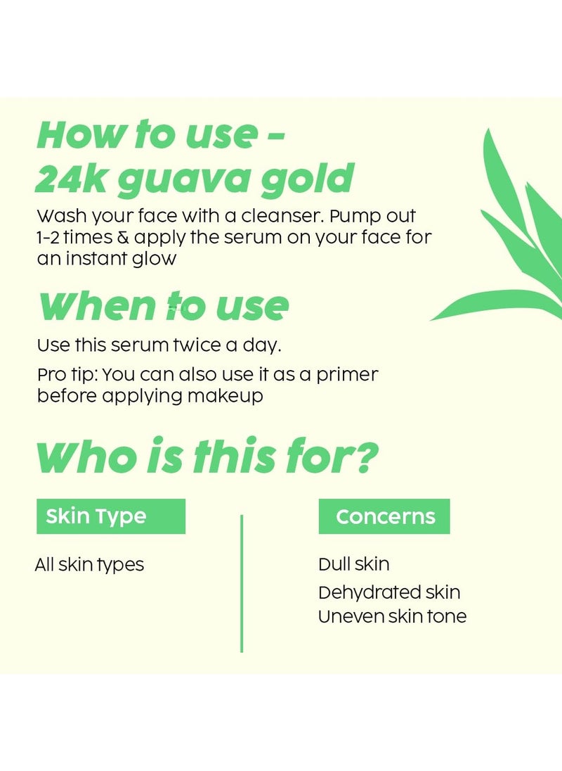 PLIX THE PLANT FIX 24K Guava Gold Serum | Vitamin C & Hyaluronic Acid | Brightens Skin & Reduces Photoageing | 2-In-1 Face Serum & Primer For Glowing Skin | 30 Ml  - Image 4