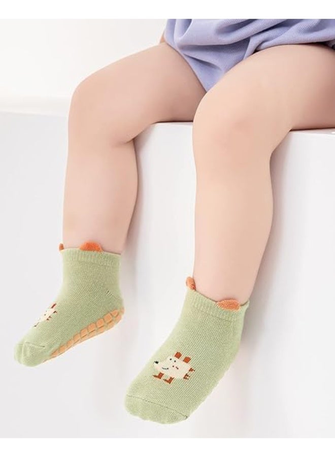Baby Non-slip Shoes Socks – Cartoon Home Breathable Comfort Crew Socks – Baby Daily Care Accessories for Boys and Girls Aged 1 2 3 (6 Pairs) - Image 3