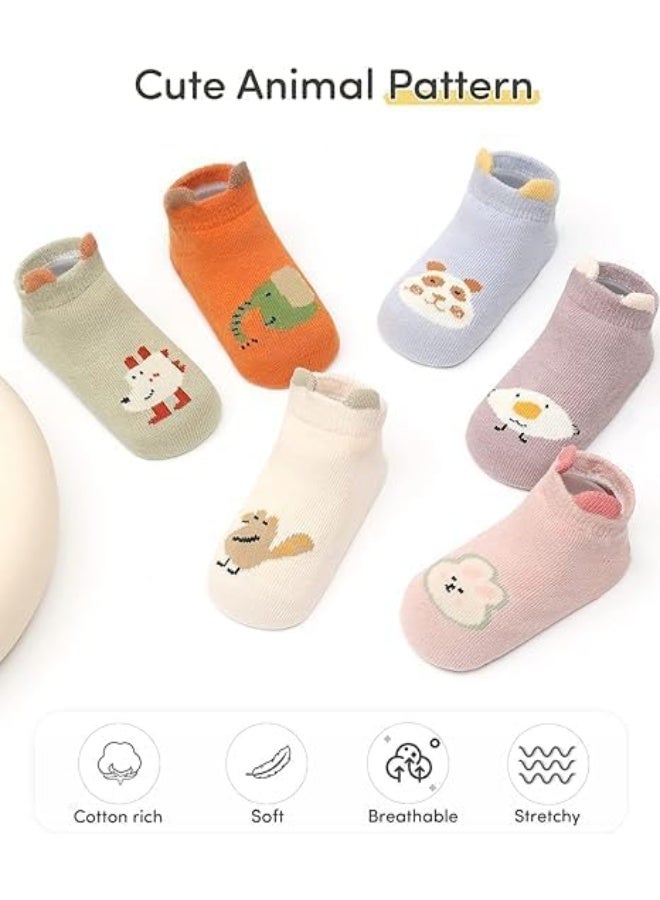 Baby Non-slip Shoes Socks – Cartoon Home Breathable Comfort Crew Socks – Baby Daily Care Accessories for Boys and Girls Aged 1 2 3 (6 Pairs) - Image 4