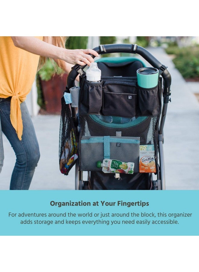 J.L. Childress J.L. Childress Cups 'N Cargo Universal Stroller Organizer with Cup Holders and Mesh Storage Compartment - Deep Cup Holders - Multiple Zippered Pockets - Fits Uppababy, Stroller Wagons & more - Black  - Image 2