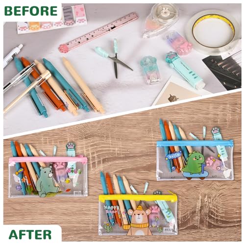 Ulema 36 Pcs Back to School Gifts Cartoon Mesh Pencil Pouch Bags Plastic Zipper Pouch 8×4 Inch for Classroom Organization School Office Supplies (36) - Image 5
