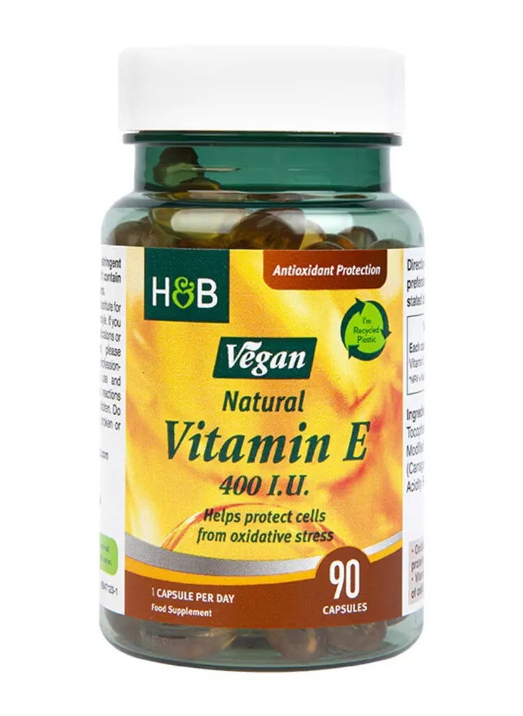 H&B H&B Vegan Natural Vitamin E 400 I.U. Capsules For Antioxidant Protection, Pack of 90's 