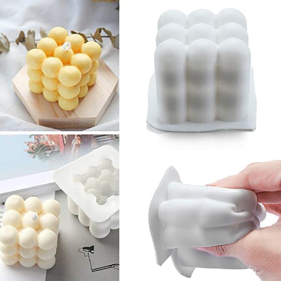 MoldBerry Silicone Candle Mold, 3D Handmade for Making, 2 Big & 2 Small Bubble Cube Molds for DIY Crafts, Decorations (Pack of 2) - Image 4