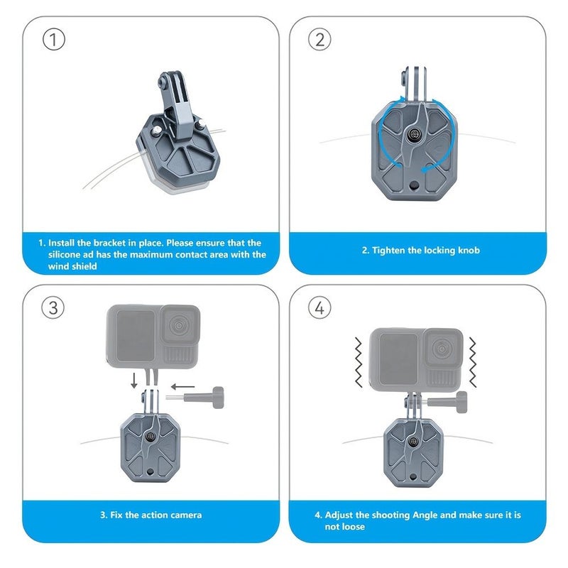 Silvery Windshield Clamp Mount For DJI Action 6 Series - Image 4