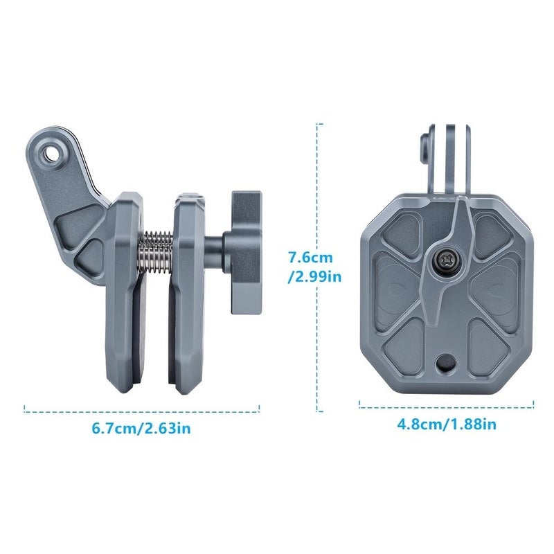 Silvery Windshield Clamp Mount For DJI Action 6 Series - Image 2