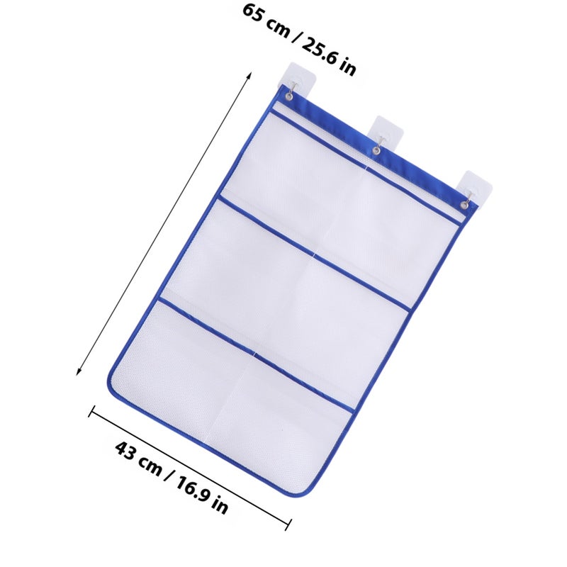 Travel Shower Organizer 6 Pockets Seamless Hooks Hanging Bathroom Accessories Storage Bag Closet Door Mesh Holder (Random Color) - Image 2