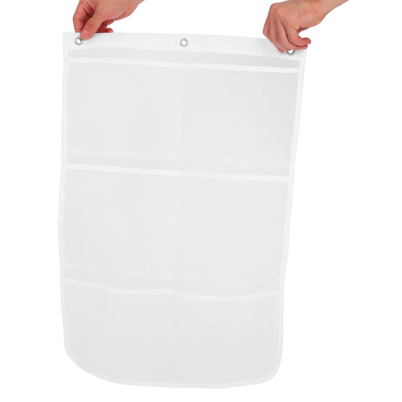 Travel Shower Organizer 6 Pockets Seamless Hooks Hanging Bathroom Accessories Storage Bag Closet Door Mesh Holder (Random Color) - Image 4