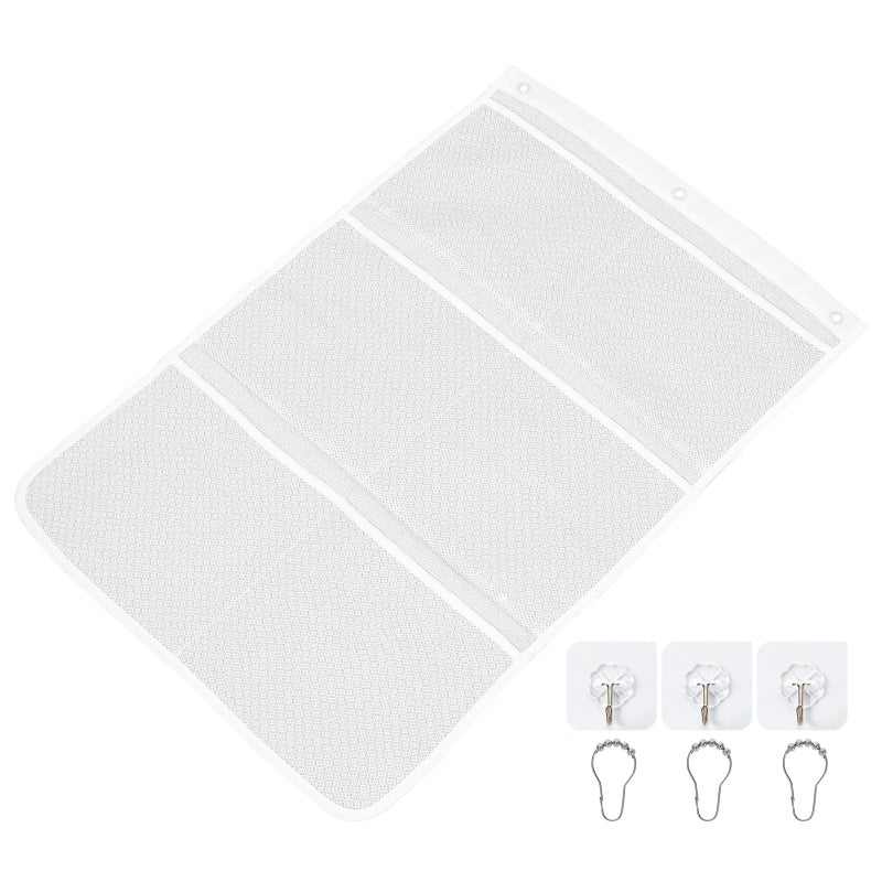 Travel Shower Organizer 6 Pockets Seamless Hooks Hanging Bathroom Accessories Storage Bag Closet Door Mesh Holder (Random Color) - Image 1