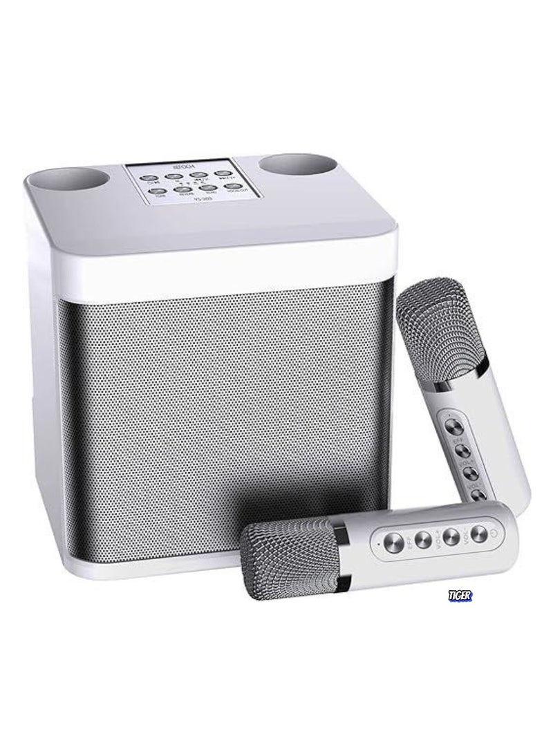 TIGER Mini Karaoke Machine for Adults & Kids | Portable Bluetooth Karaoke Speaker for TV with 2 Wireless Microphones | PA Speaker System for Indoor & Outdoor Party, Family Party Singing (Off White)  - Image 1